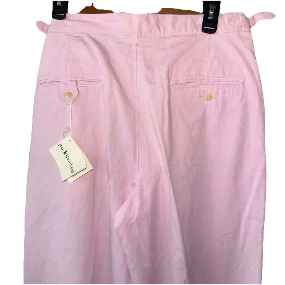 Vintage Polo Ralph Lauren Pink Pleated Palm Desert Pant Ivy League NOS 33x36 - Picture 9 of 16